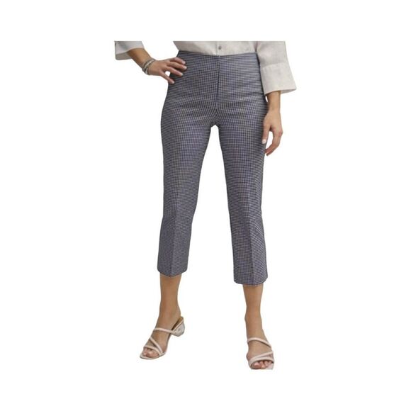CHICO’S JULIET GINGHAM STRAIGHT-CROPPED PANTS. - Picture 1 of 10